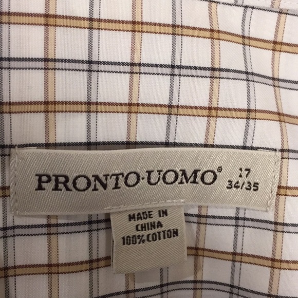 PRONTO-UOMO Men’s Dress Shirt Size 17 Neck 34/35 - Picture 9 of 10